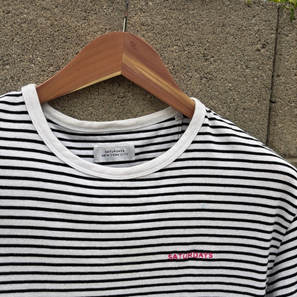 Saturdays New York City Black and White Striped Shirt
